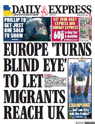 Daily Express (UK) Newspaper Front Page for 22 May 2023