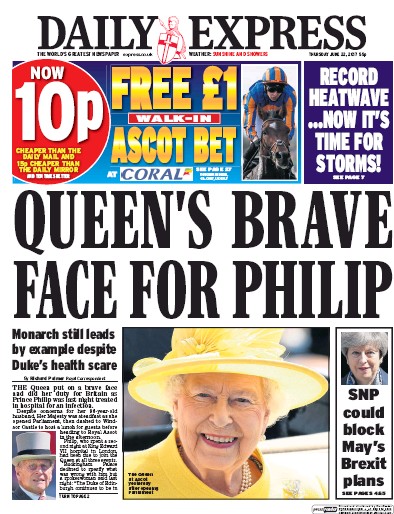 Daily Express Newspaper Front Page for 22 June 2017
