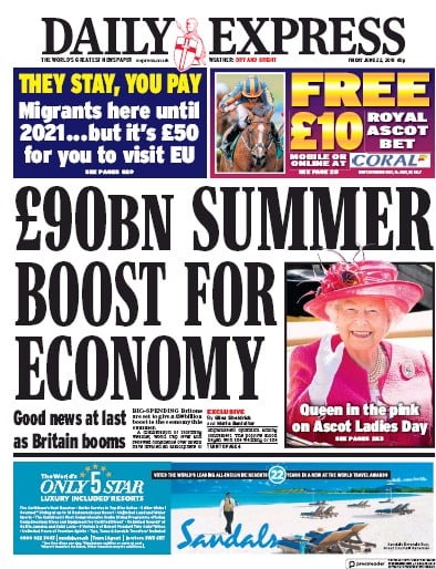 Daily Express (UK) Newspaper Front Page for 22 June 2018