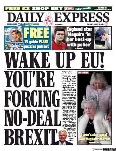 Daily Express (UK) Newspaper Front Page for 22 August 2020