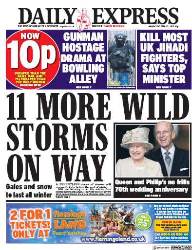 Daily Express Newspaper Front Page for 23 October 2017
