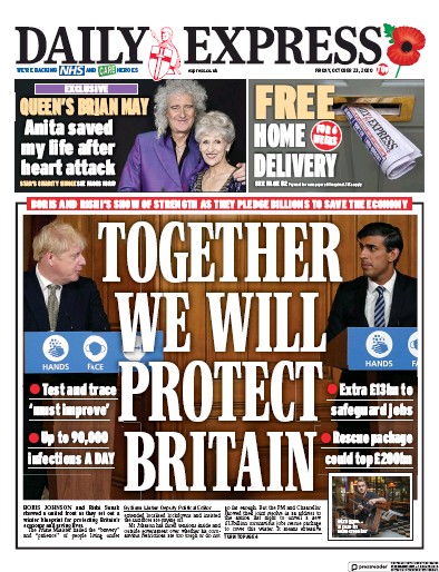 Daily Express Newspaper Front Page for 23 October 2020