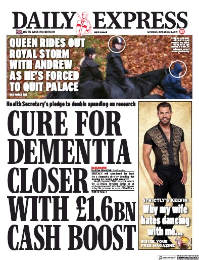 Daily Express (UK) Newspaper Front Page for 23 November 2019