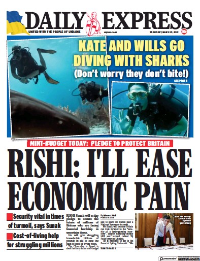 Daily Express Newspaper Front Page for 23 March 2022