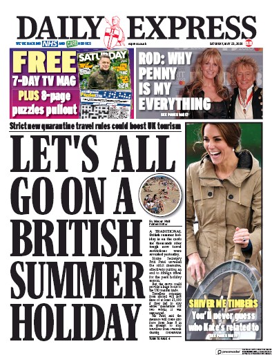 Daily Express Newspaper Front Page for 23 May 2020