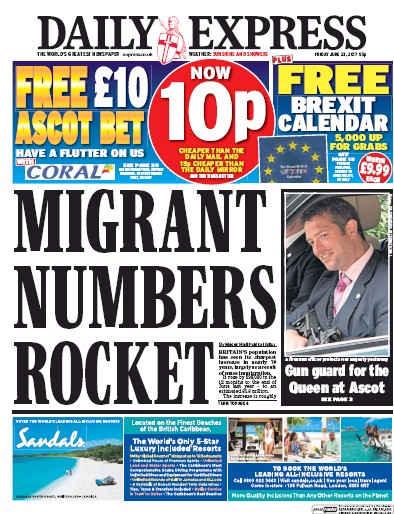 Daily Express (UK) Newspaper Front Page for 23 June 2017