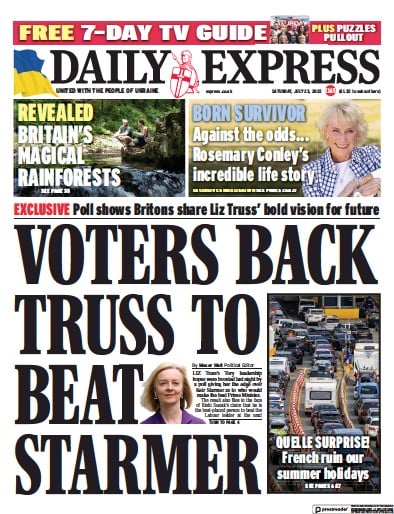 Daily Express Newspaper Front Page for 23 July 2022