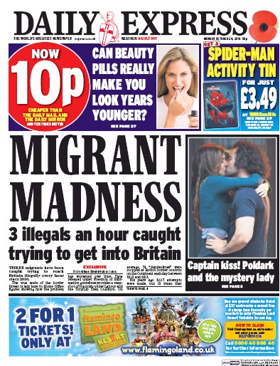 Daily Express Newspaper Front Page for 24 October 2016