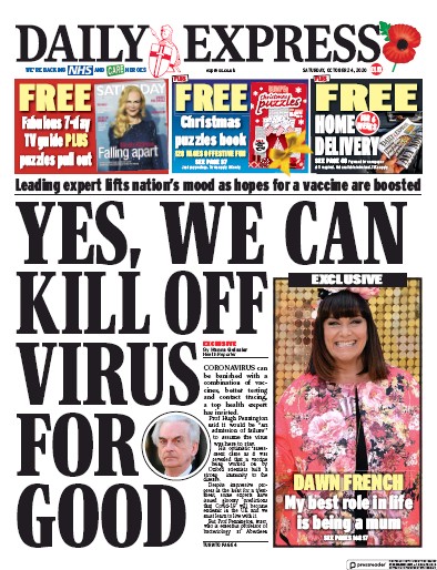 Daily Express Newspaper Front Page for 24 October 2020