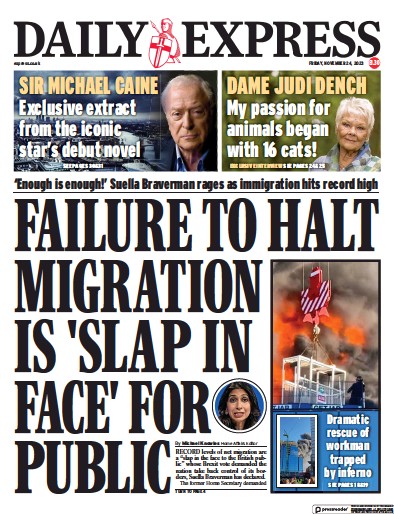 Daily Express (UK) Newspaper Front Page for 24 November 2023