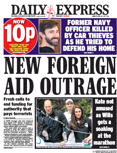 Daily Express Newspaper Front Page for 24 April 2017
