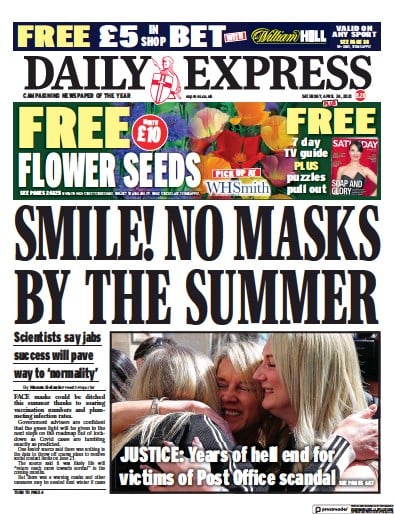 Daily Express (UK) Newspaper Front Page for 24 April 2021