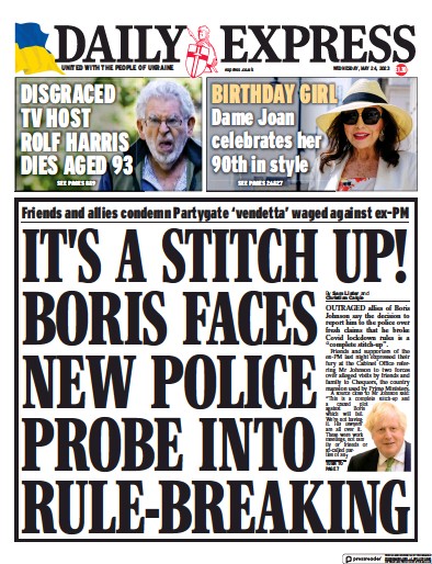 Daily Express (UK) Newspaper Front Page for 24 May 2023