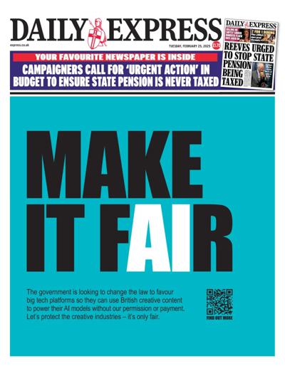 Daily Express (UK) Newspaper Front Page for 25 February 2025