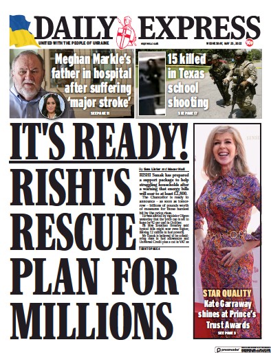 Daily Express (UK) Newspaper Front Page for 25 May 2022