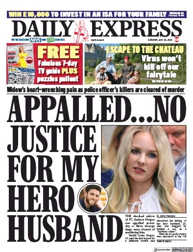 Daily Express (UK) Newspaper Front Page for 25 July 2020