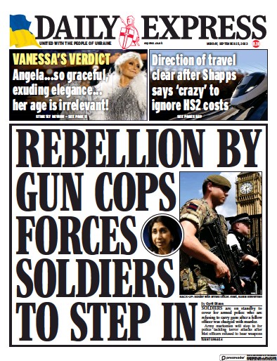 Daily Express Newspaper Front Page for 25 September 2023