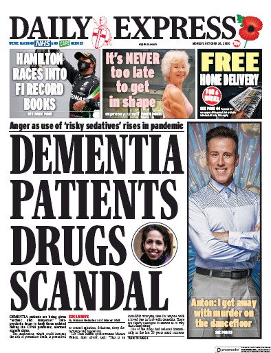 Daily Express Newspaper Front Page for 26 October 2020