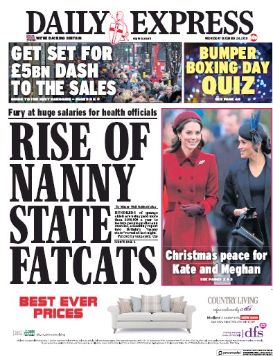 Daily Express (UK) Newspaper Front Page for 26 December 2018