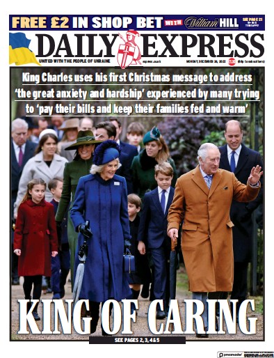Daily Express Newspaper Front Page for 26 December 2022