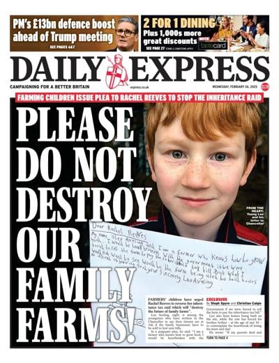 Daily Express (UK) Newspaper Front Page for 26 February 2025