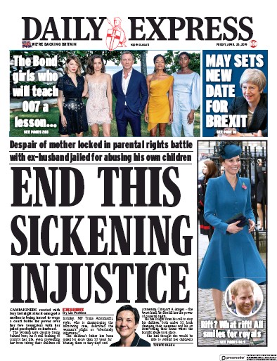 Daily Express Newspaper Front Page for 26 April 2019