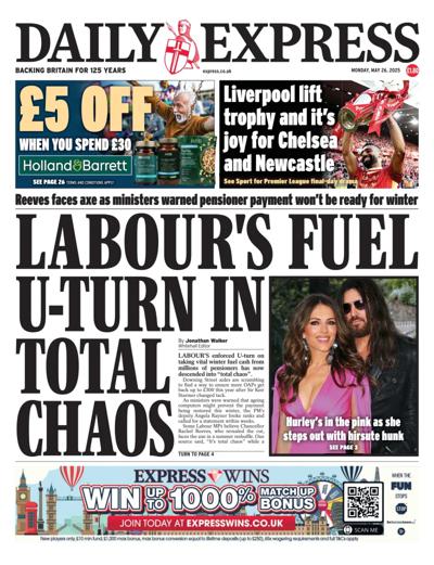 Daily Express (UK) Newspaper Front Page for 26 May 2025