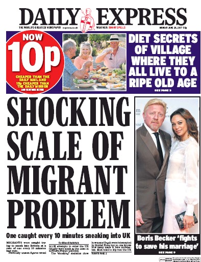 Daily Express (UK) Newspaper Front Page for 26 June 2017