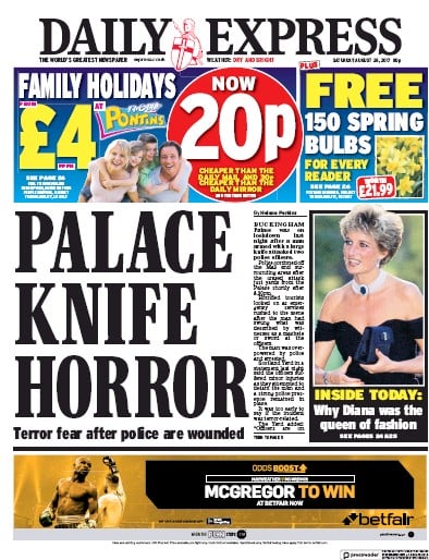 Daily Express (UK) Newspaper Front Page for 26 August 2017