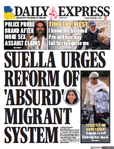 Daily Express Newspaper Front Page for 26 September 2023