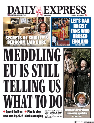 Daily Express (UK) Newspaper Front Page for 27 March 2019