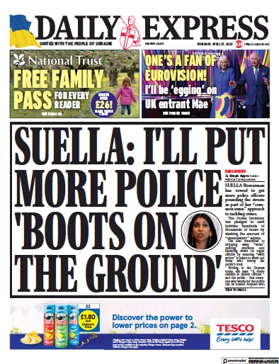Daily Express (UK) Newspaper Front Page for 27 April 2023