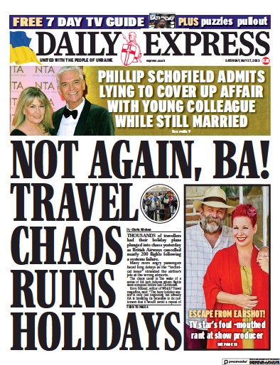 Daily Express (UK) Newspaper Front Page for 27 May 2023