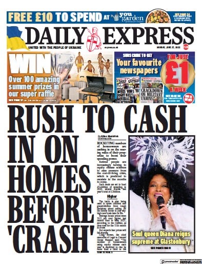 Daily Express (UK) Newspaper Front Page for 27 June 2022