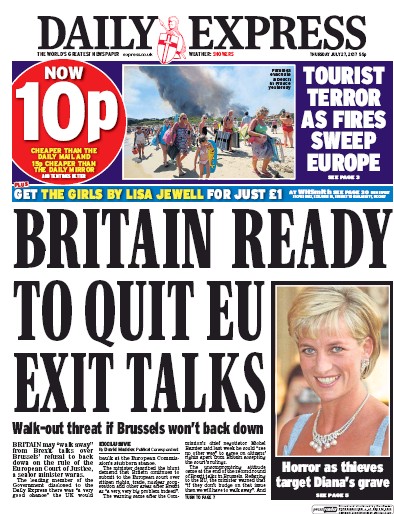 Daily Express (UK) Newspaper Front Page for 27 July 2017