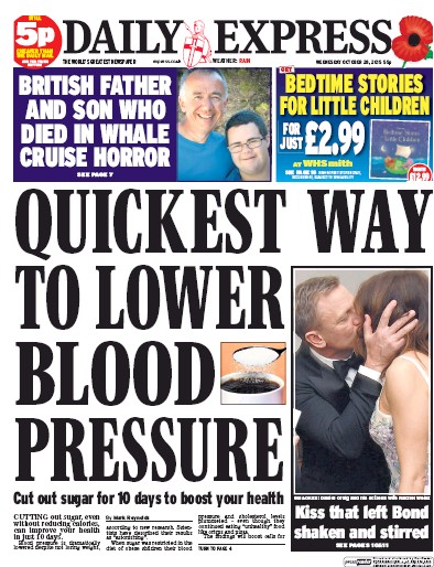 Daily Express Newspaper Front Page for 28 October 2015