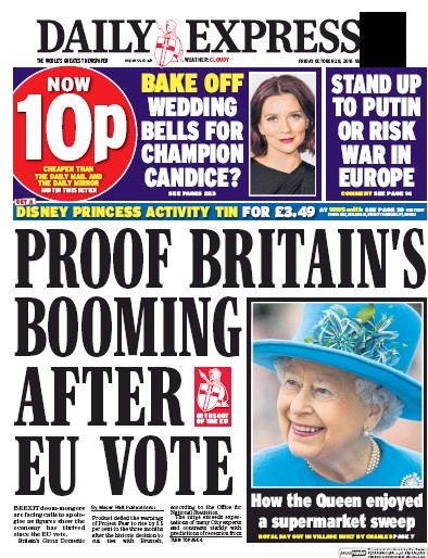 Daily Express (UK) Newspaper Front Page for 28 October 2016
