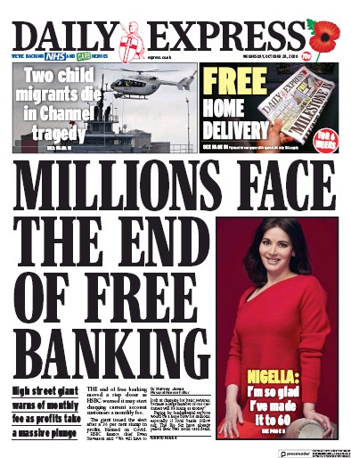 Daily Express Newspaper Front Page for 28 October 2020