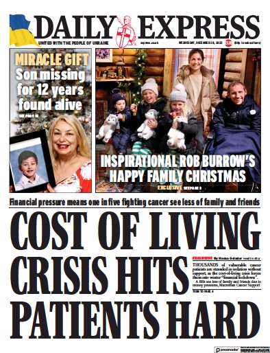 Daily Express Newspaper Front Page for 28 December 2022