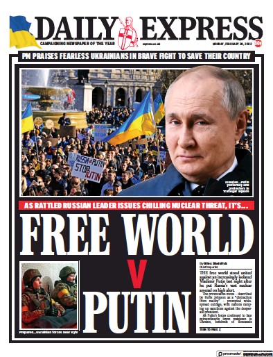 Daily Express (UK) Newspaper Front Page for 28 February 2022