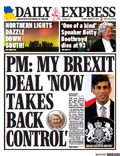Daily Express (UK) Newspaper Front Page for 28 February 2023