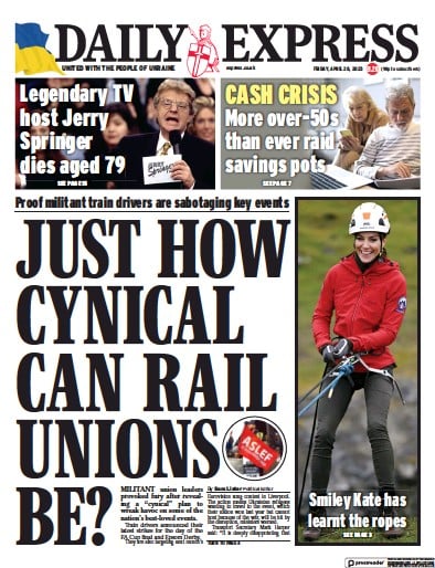 Daily Express (UK) Newspaper Front Page for 28 April 2023