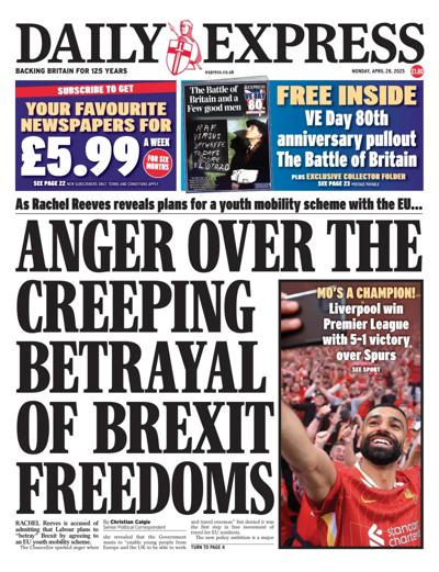 Daily Express (UK) Newspaper Front Page for 28 April 2025