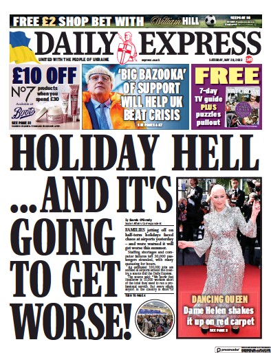 Daily Express (UK) Newspaper Front Page for 28 May 2022