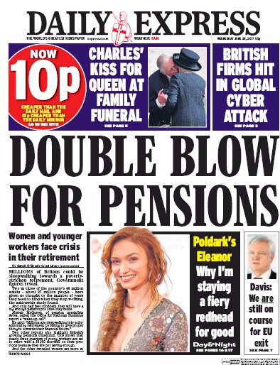 Daily Express Newspaper Front Page for 28 June 2017