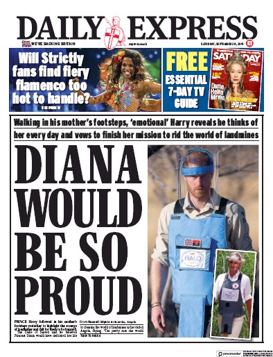 Daily Express Newspaper Front Page for 28 September 2019