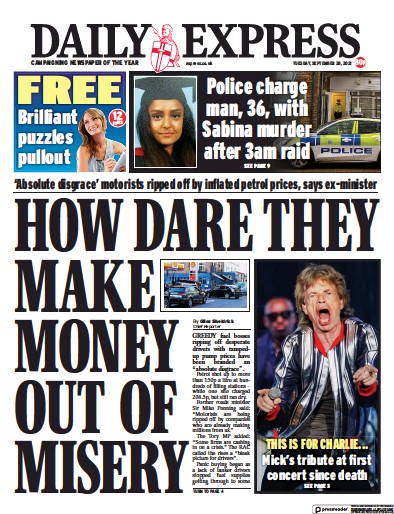 Daily Express (UK) Newspaper Front Page for 28 September 2021