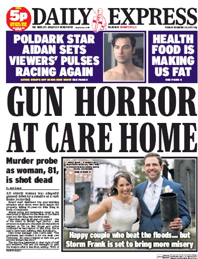 Daily Express (UK) Newspaper Front Page for 29 December 2015