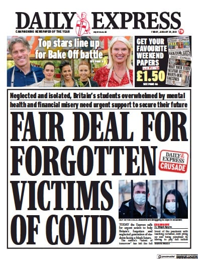 Daily Express (UK) Newspaper Front Page for 29 January 2021