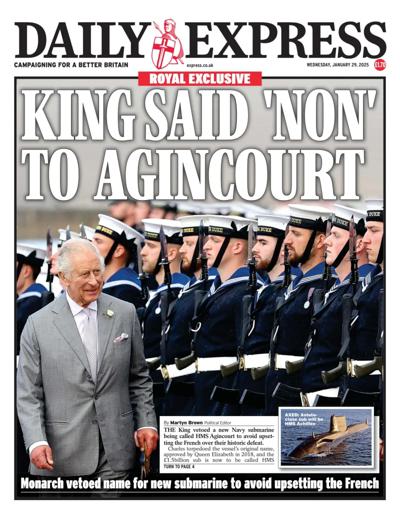 Daily Express (UK) Newspaper Front Page for 29 January 2025